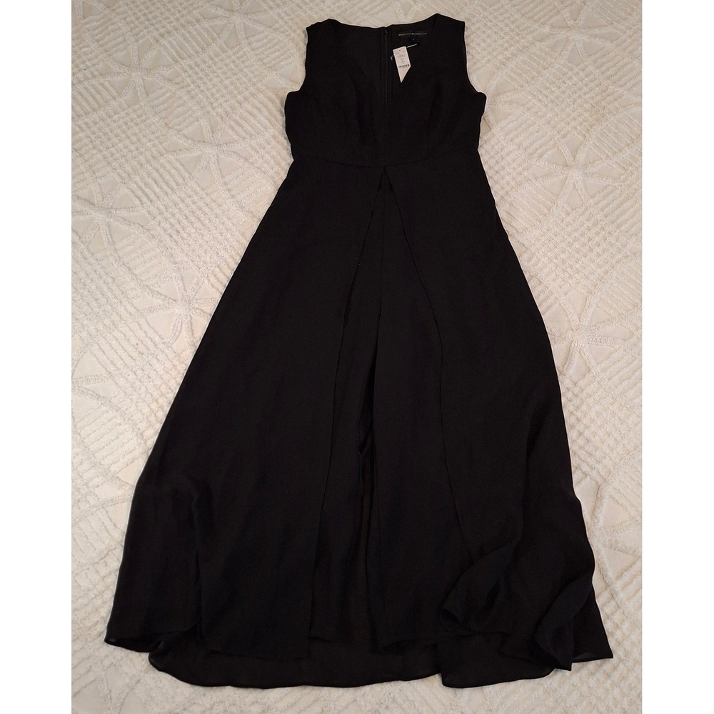 White House Black Market Size‎ 8 Black Overlay Jumpsuit Sleeveless V-Neck NWT